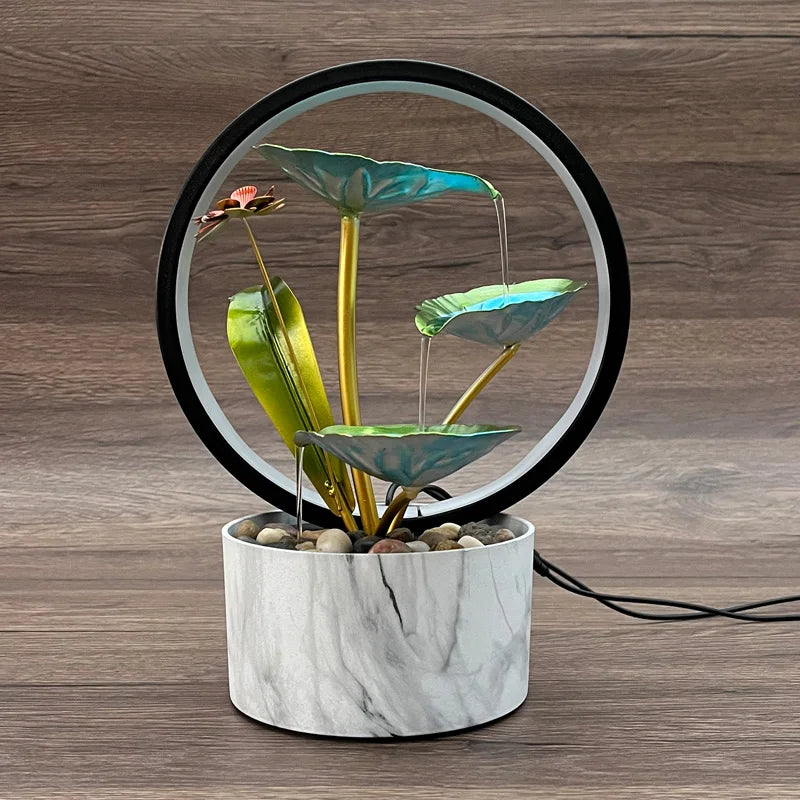 Lotus Cascade: Decorative Indoor Water Fountain for a Serene Atmosphere